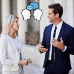 How to Communicate with Women: a man talking to a woman